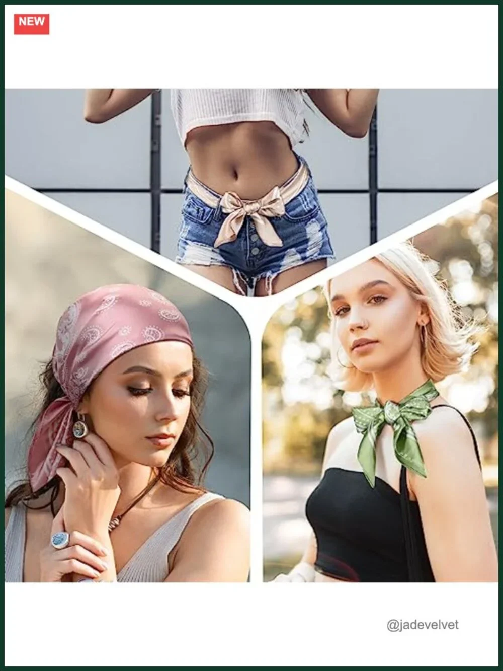 4 Pack Square Satin Head Scarves 27x27 Polyester Hair Scarf Neck Scarf